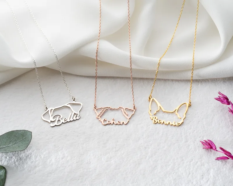 Dog Ears Name Necklace