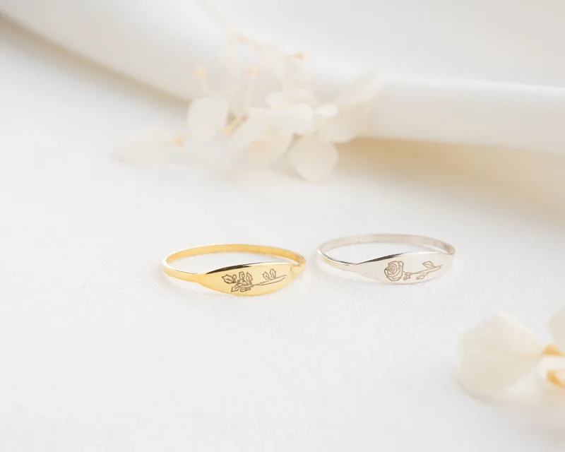 Birthstone Flower Delicate Design Ring