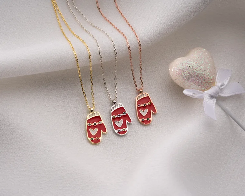 ✨ Enameled Christmas Glove Pendant